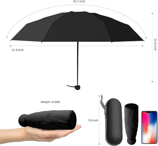 Compact 5-Fold Windproof Umbrella – UV Protection & Travel Case Included