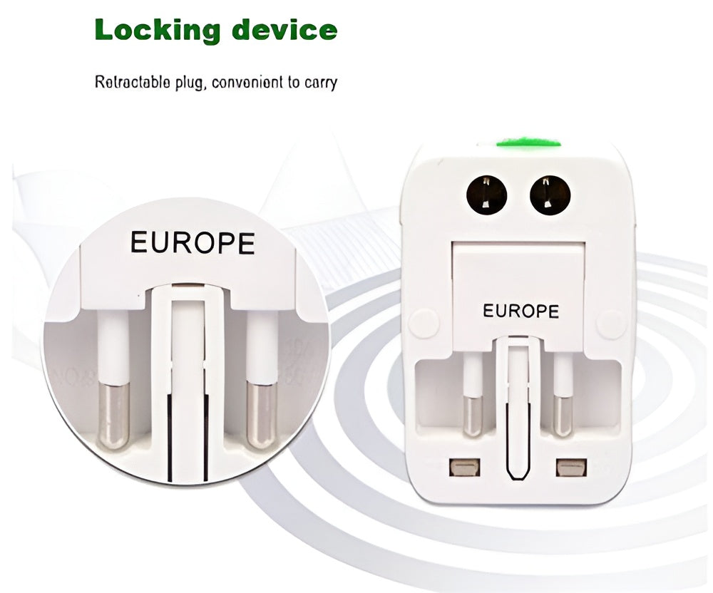 2 USB Universal Travel Adapter with Built in Dual USB Charger Ports Plug International Travel Adapter All in One Portable Travel Adapter