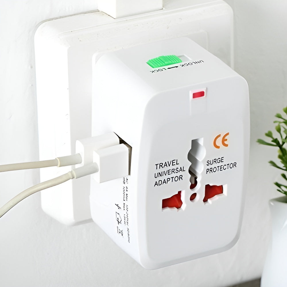 2 USB Universal Travel Adapter with Built in Dual USB Charger Ports Plug International Travel Adapter All in One Portable Travel Adapter