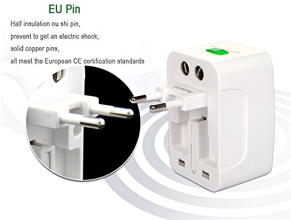 2 USB Universal Travel Adapter with Built in Dual USB Charger Ports Plug International Travel Adapter All in One Portable Travel Adapter