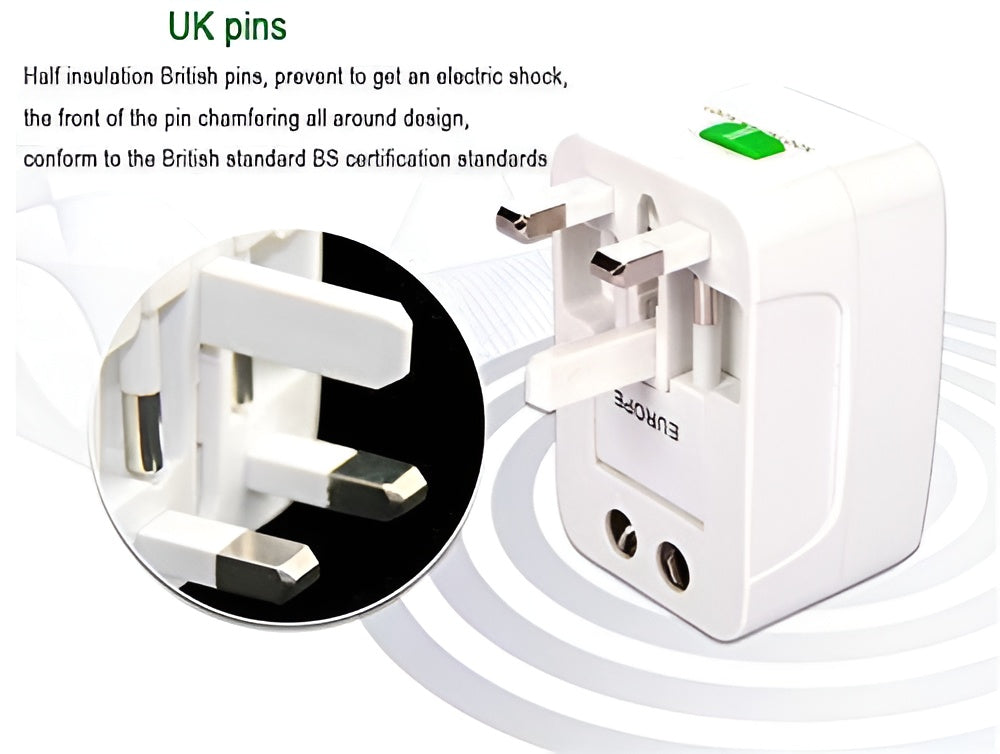 2 USB Universal Travel Adapter with Built in Dual USB Charger Ports Plug International Travel Adapter All in One Portable Travel Adapter