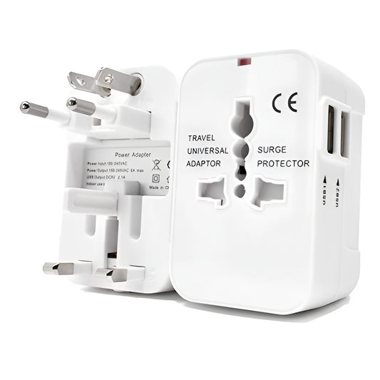 2 USB Universal Travel Adapter with Built in Dual USB Charger Ports Plug International Travel Adapter All in One Portable Travel Adapter