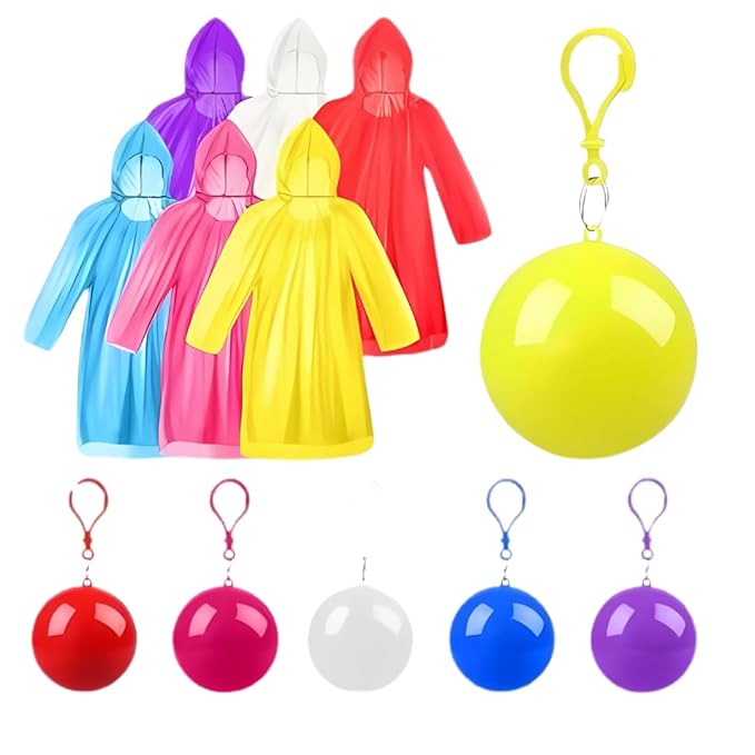 Emergency Disposable Rain Poncho – Clear with Foldable Ball Keychain