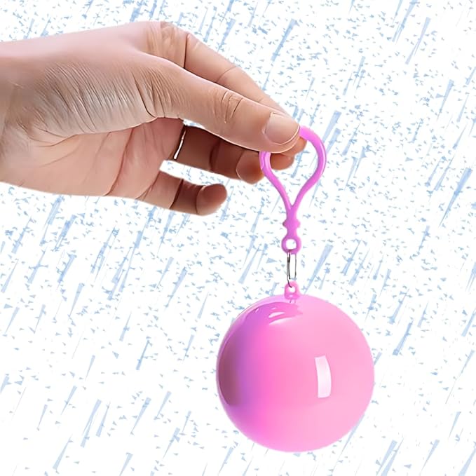 Emergency Disposable Rain Poncho – Clear with Foldable Ball Keychain