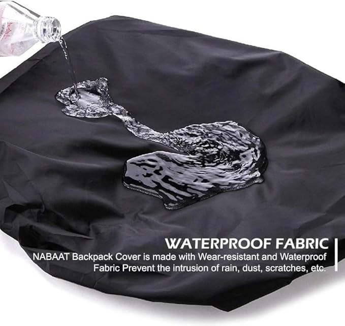 Waterproof Rain & Dust Cover for Backpack with Elastic Adjustable & Pouch | Rain Cover for Laptop/School/College & Office Bag- black