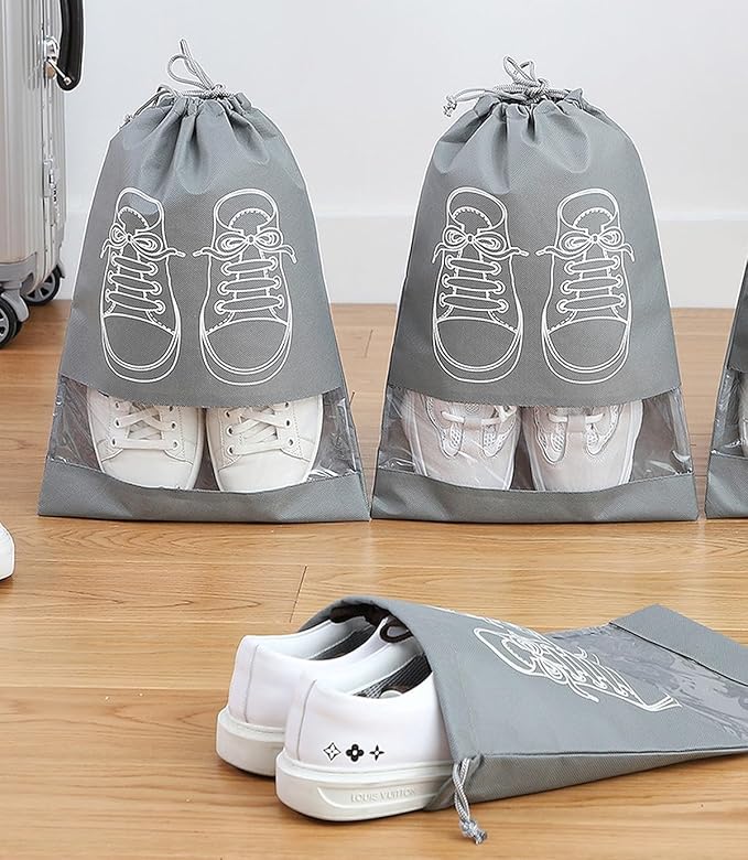 Fabric Shoe Bags (Transparent & Grey)