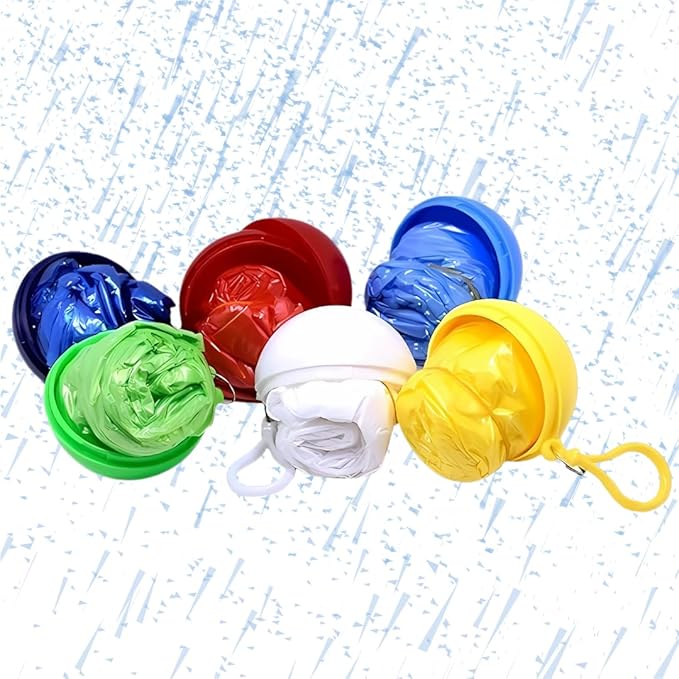 Emergency Disposable Rain Poncho – Clear with Foldable Ball Keychain