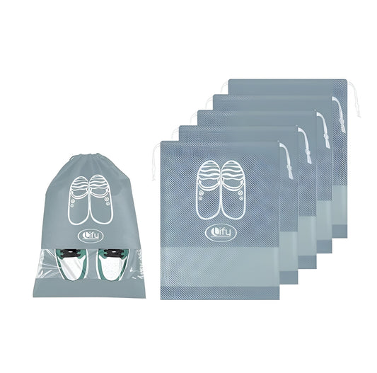 Fabric Shoe Bags (Transparent & Grey)