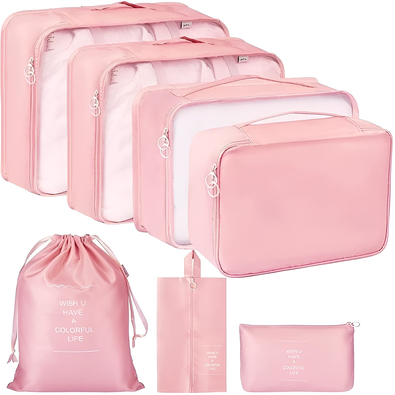 Travel Organizer 7 in 1 Travel Laundry Cosmetics Luggage Packing Organizers Set Makeup Bags Organizer Packing Cubes with Shoe Bag for travel, Nylon.
