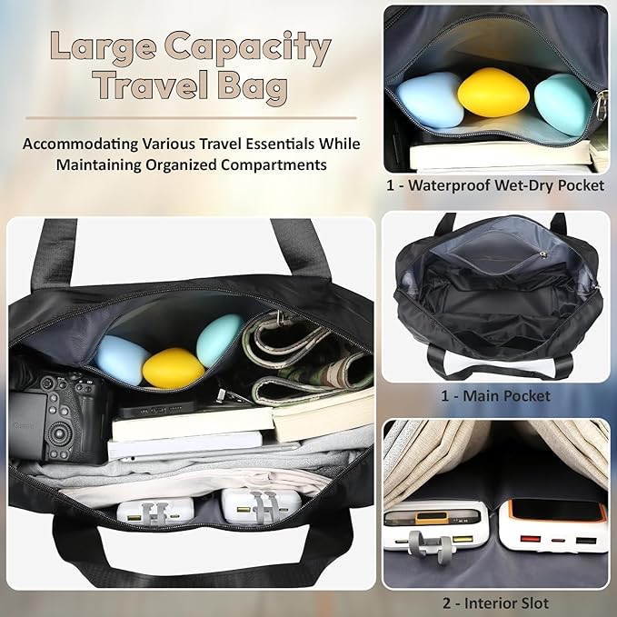 Foldable & Expandable 2-Layer Nylon Duffle Bag with Wheels – Waterproof Travel Luggage for Men & Women