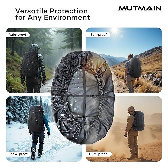 Waterproof Rain & Dust Cover for Backpack with Elastic Adjustable & Pouch | Rain Cover for Laptop/School/College & Office Bag- black