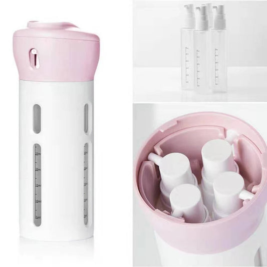 4-in-1 Travel Dispenser Bottle – Smart Refillable Toiletry Container for Shampoo, Lotion & Liquid Essentials