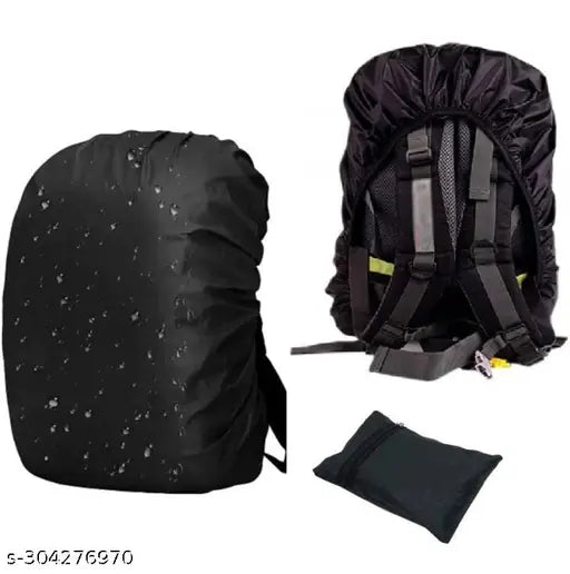 Waterproof Rain & Dust Cover for Backpack with Elastic Adjustable & Pouch | Rain Cover for Laptop/School/College & Office Bag- black